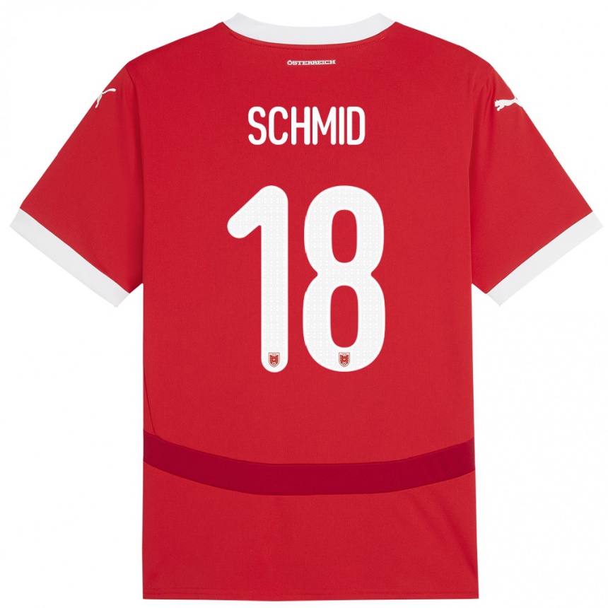 Niño Fútbol Camiseta Austria Romano Schmid #18 Rojo 1ª Equipación 24-26 Perú