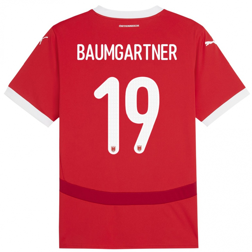 Niño Fútbol Camiseta Austria Christoph Baumgartner #19 Rojo 1ª Equipación 24-26 Perú