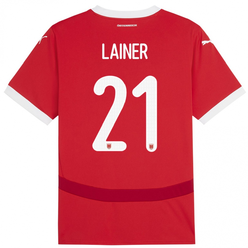 Niño Fútbol Camiseta Austria Stefan Lainer #21 Rojo 1ª Equipación 24-26 Perú