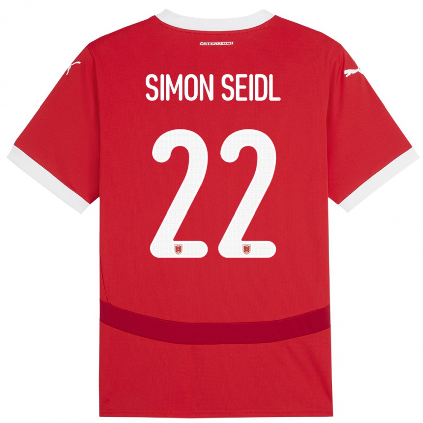 Niño Fútbol Camiseta Austria Simon Seidl #22 Rojo 1ª Equipación 24-26 Perú