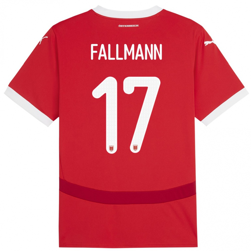 Niño Fútbol Camiseta Austria Pascal Fallmann #17 Rojo 1ª Equipación 24-26 Perú