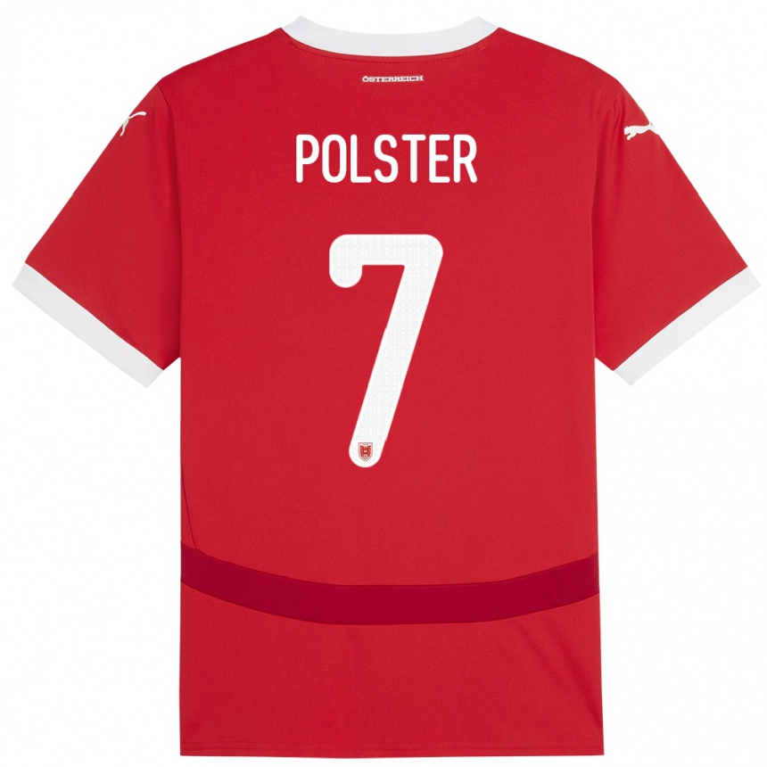 Niño Fútbol Camiseta Austria Manuel Polster #7 Rojo 1ª Equipación 24-26 Perú