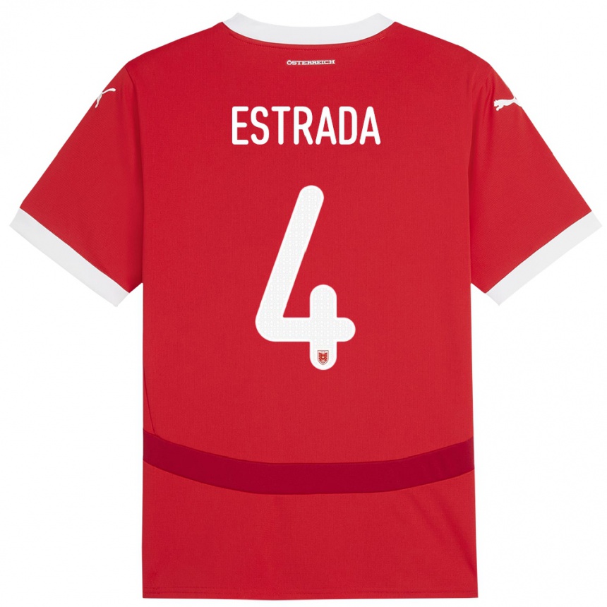 Niño Fútbol Camiseta Austria Pascal Estrada #4 Rojo 1ª Equipación 24-26 Perú