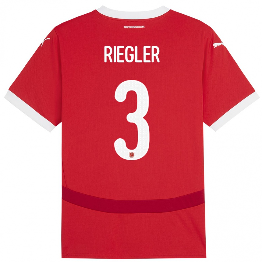 Niño Fútbol Camiseta Austria David Riegler #3 Rojo 1ª Equipación 24-26 Perú