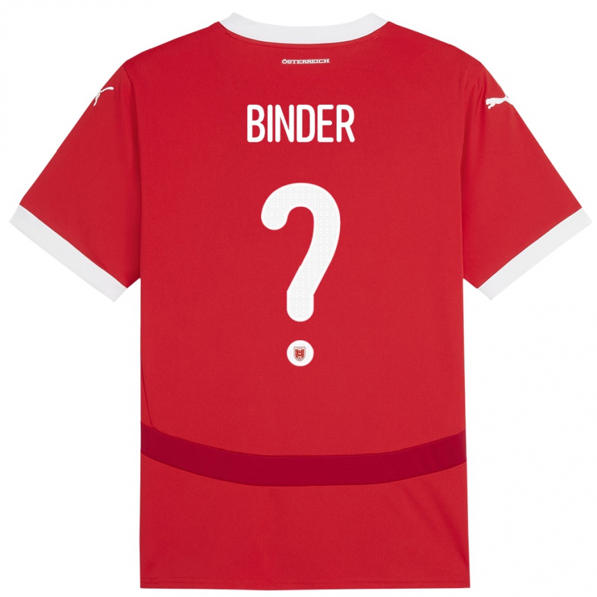 Niño Fútbol Camiseta Austria Nicolas Binder #0 Rojo 1ª Equipación 24-26 Perú