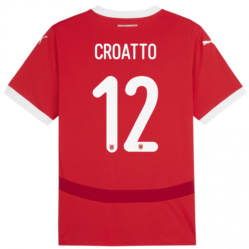 Niño Fútbol Camiseta Austria Michela Croatto #12 Rojo 1ª Equipación 24-26 Perú