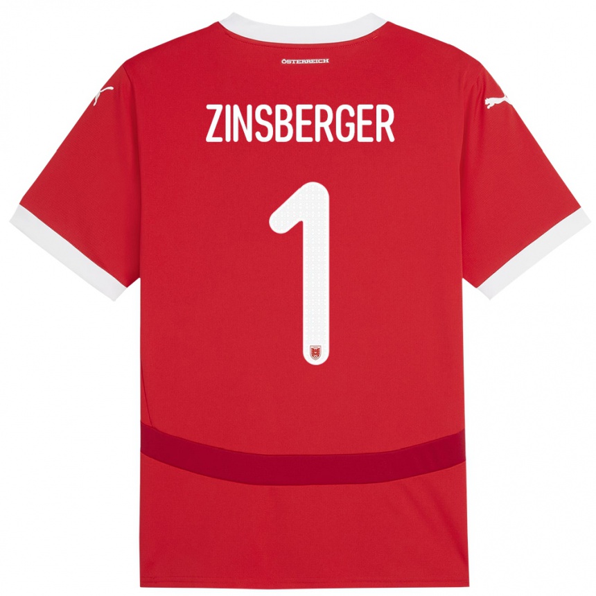 Niño Fútbol Camiseta Austria Manuela Zinsberger #1 Rojo 1ª Equipación 24-26 Perú