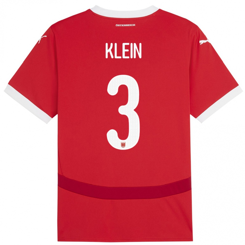 Niño Fútbol Camiseta Austria Jennifer Klein #3 Rojo 1ª Equipación 24-26 Perú