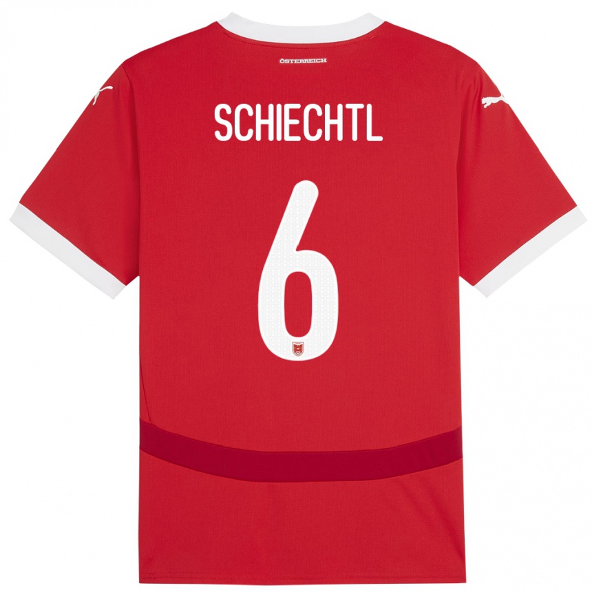 Niño Fútbol Camiseta Austria Katharina Schiechtl #6 Rojo 1ª Equipación 24-26 Perú