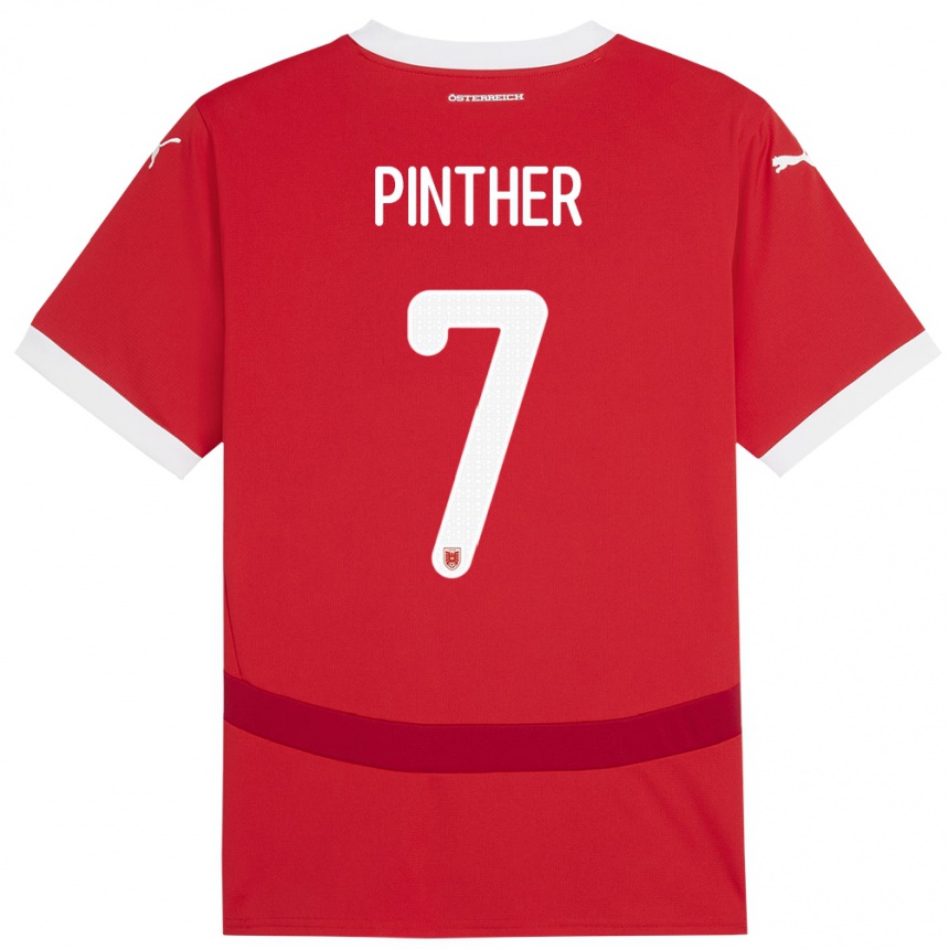 Niño Fútbol Camiseta Austria Viktoria Pinther #7 Rojo 1ª Equipación 24-26 Perú