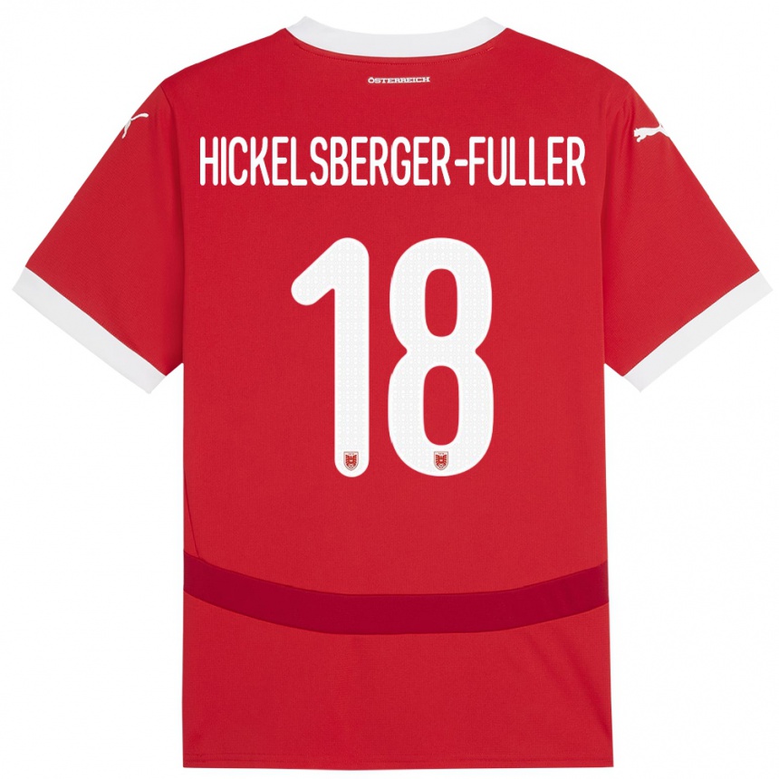 Niño Fútbol Camiseta Austria Julia Hickelsberger-Füller #18 Rojo 1ª Equipación 24-26 Perú