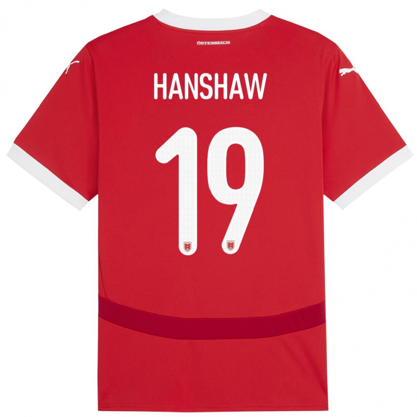 Niño Fútbol Camiseta Austria Verena Hanshaw #19 Rojo 1ª Equipación 24-26 Perú