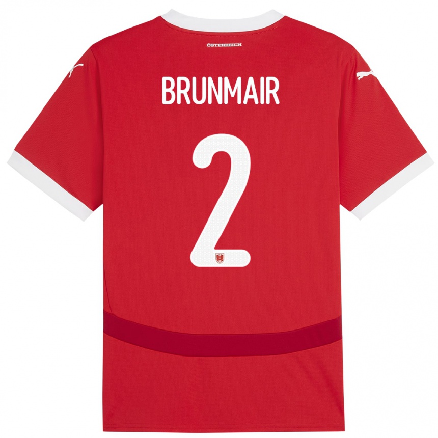 Niño Fútbol Camiseta Austria Livia Brunmair #2 Rojo 1ª Equipación 24-26 Perú