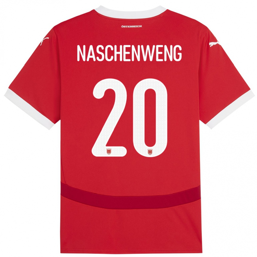 Niño Fútbol Camiseta Austria Katharina Naschenweng #20 Rojo 1ª Equipación 24-26 Perú