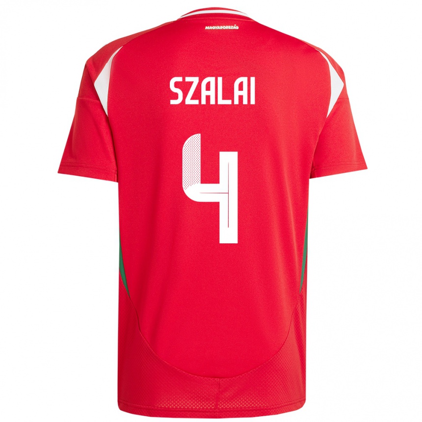 Niño Fútbol Camiseta Hungría Attila Szalai #4 Rojo 1ª Equipación 24-26 Perú