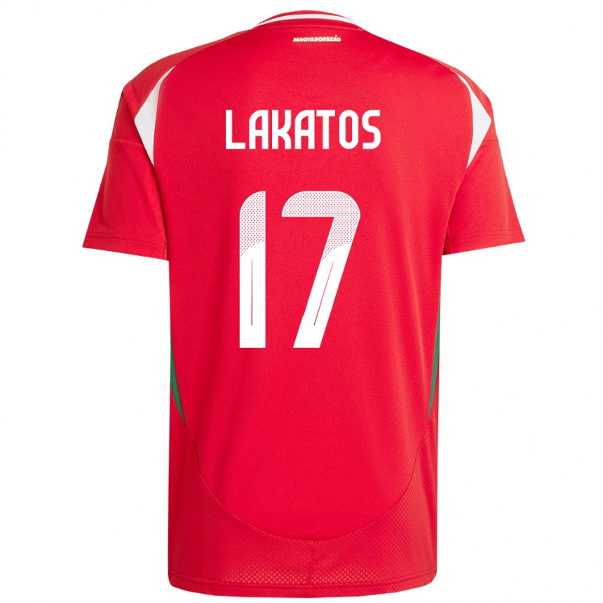 Niño Fútbol Camiseta Hungría Noel Lakatos #17 Rojo 1ª Equipación 24-26 Perú