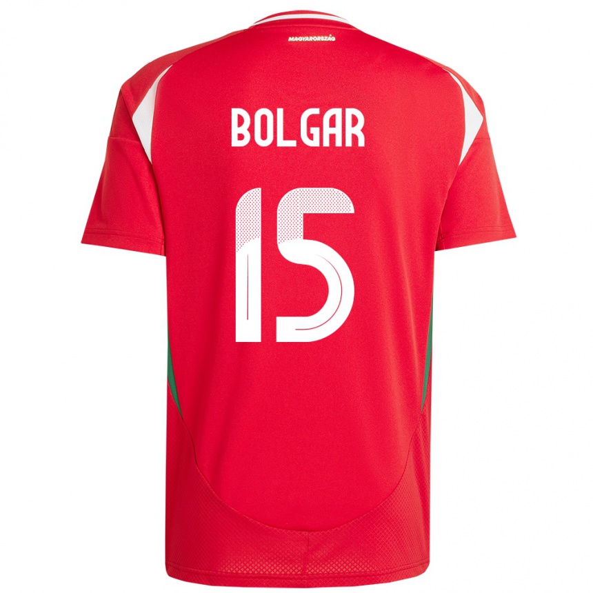 Niño Fútbol Camiseta Hungría Botond Bolgár #15 Rojo 1ª Equipación 24-26 Perú