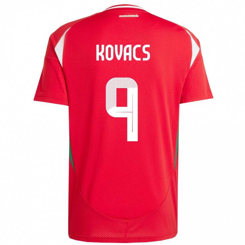 Niño Fútbol Camiseta Hungría Patrik Kovács #9 Rojo 1ª Equipación 24-26 Perú