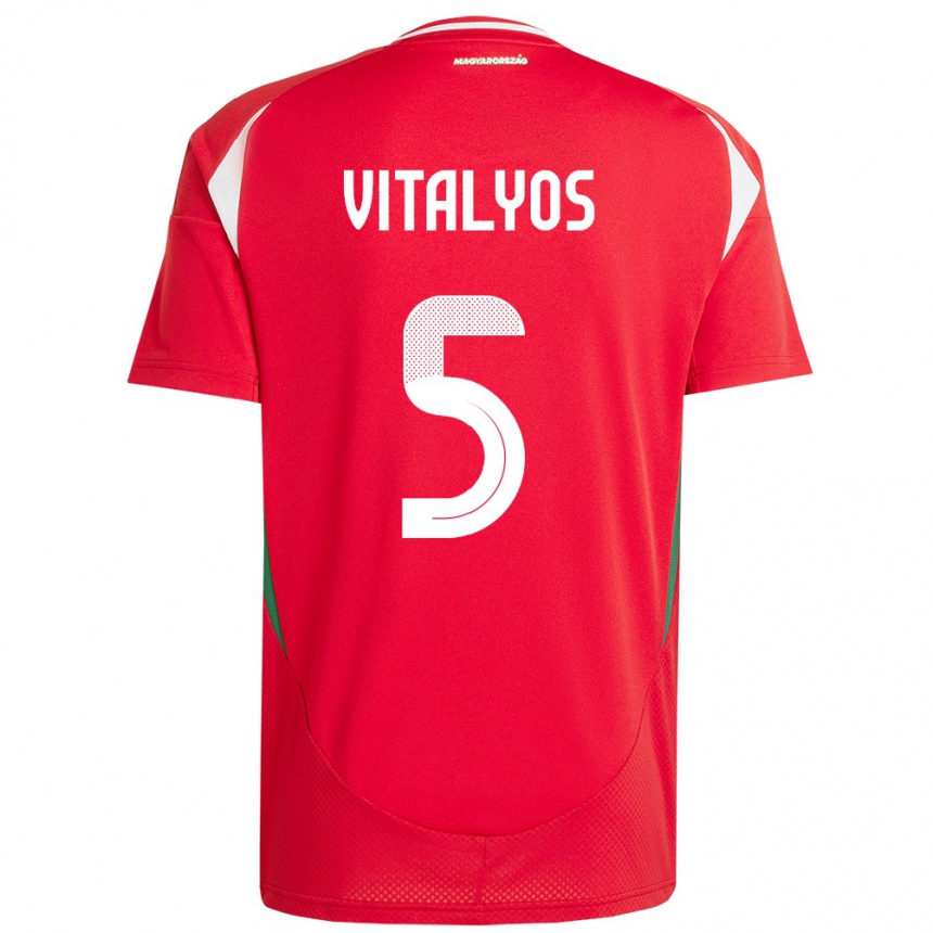 Niño Fútbol Camiseta Hungría Viktor Vitályos #5 Rojo 1ª Equipación 24-26 Perú