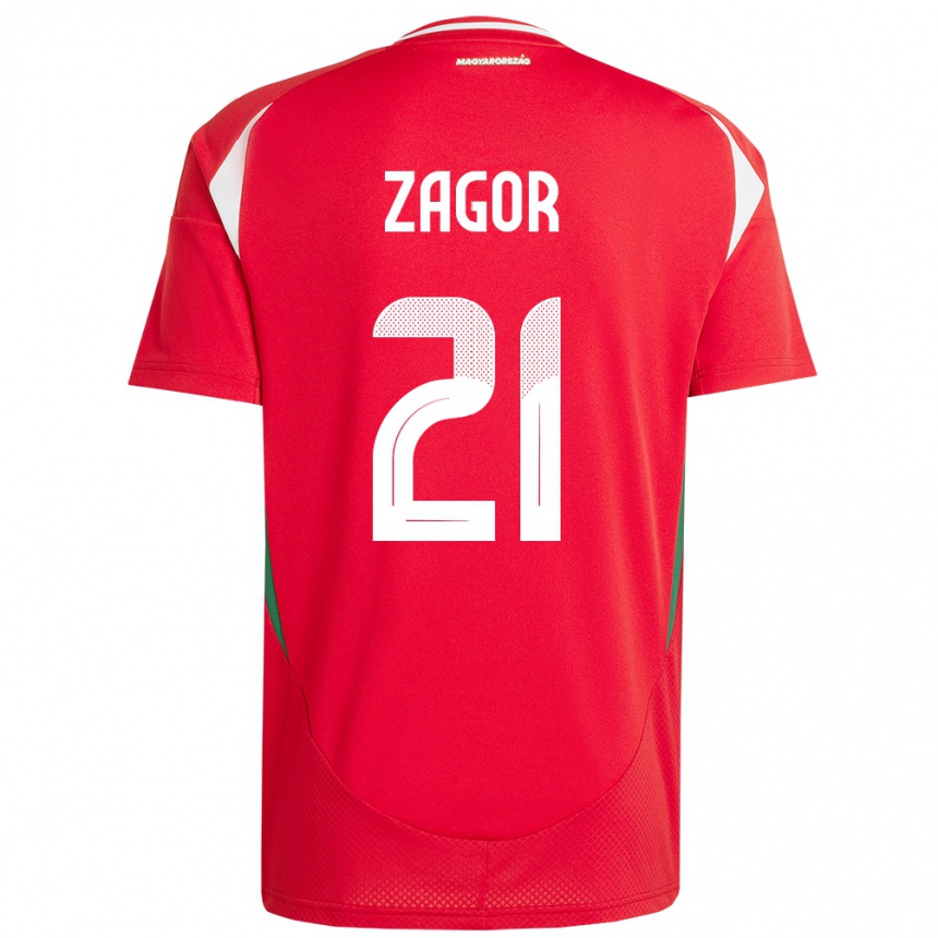 Niño Fútbol Camiseta Hungría Bernadett Zágor #21 Rojo 1ª Equipación 24-26 Perú