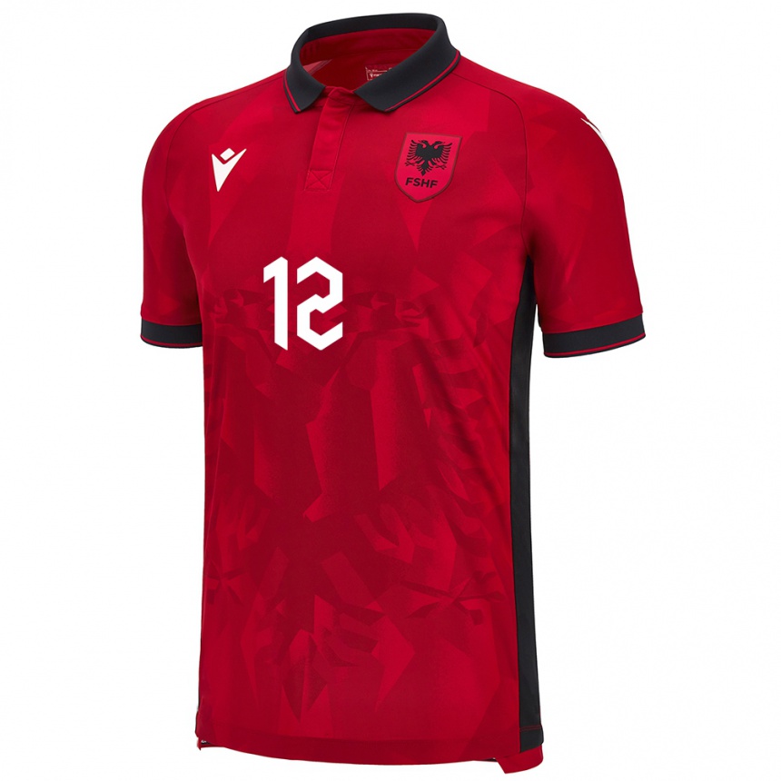 Niño Fútbol Camiseta Albania Klidman Lilo #12 Rojo 1ª Equipación 24-26 Perú