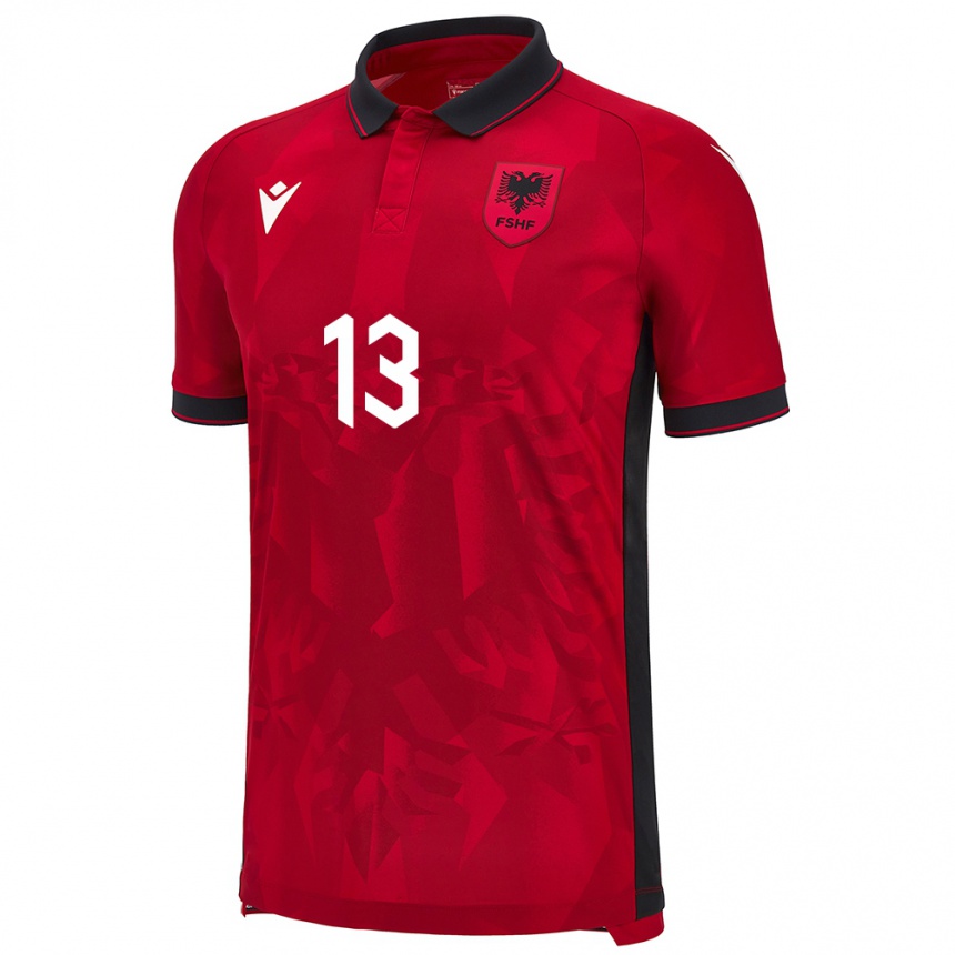 Niño Fútbol Camiseta Albania Paulo Buxhelaj #13 Rojo 1ª Equipación 24-26 Perú