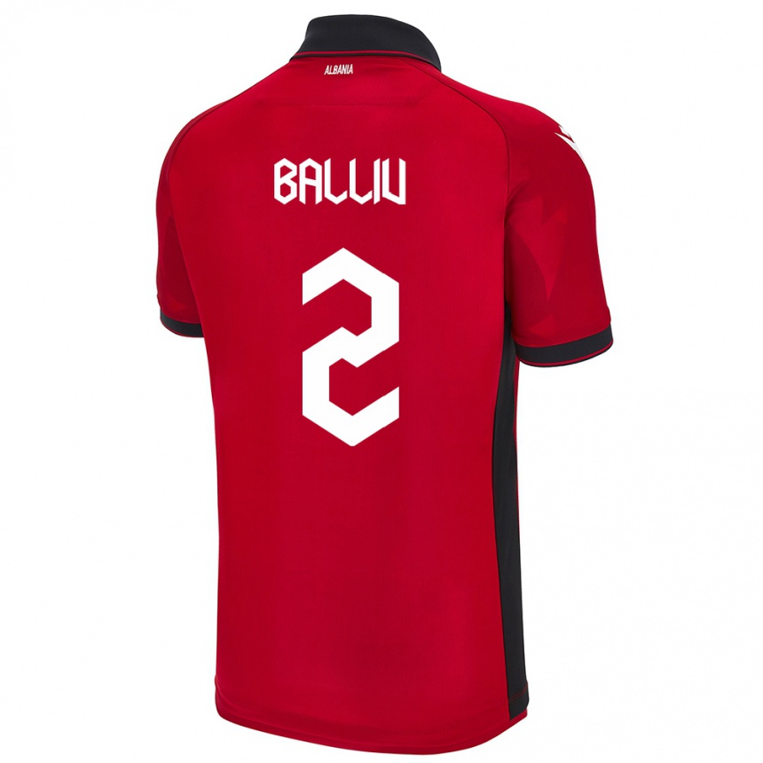 Niño Fútbol Camiseta Albania Iván Balliu #2 Rojo 1ª Equipación 24-26 Perú