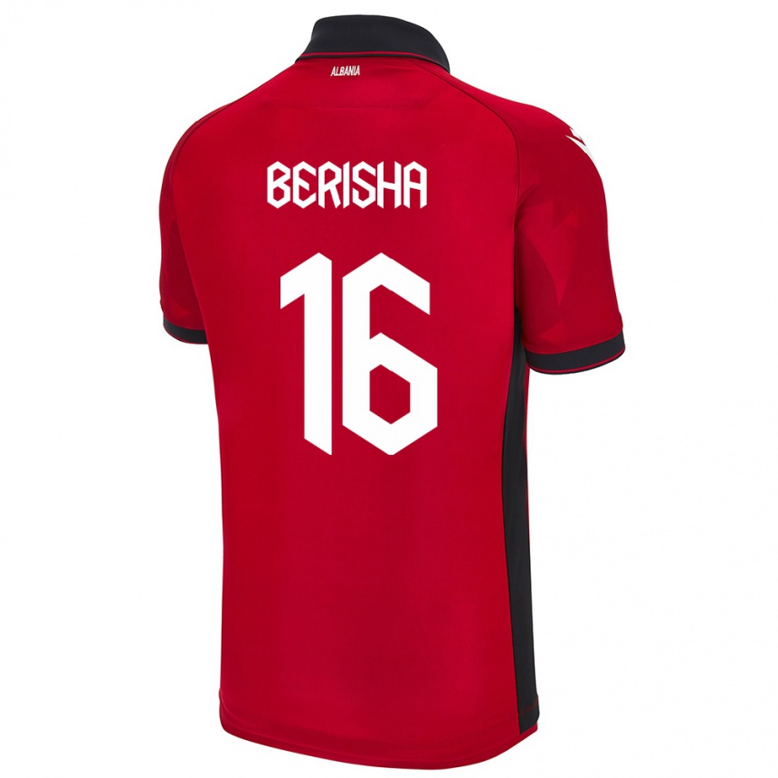 Niño Fútbol Camiseta Albania Medon Berisha #16 Rojo 1ª Equipación 24-26 Perú