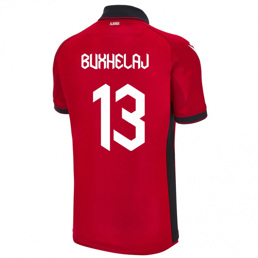 Niño Fútbol Camiseta Albania Paulo Buxhelaj #13 Rojo 1ª Equipación 24-26 Perú