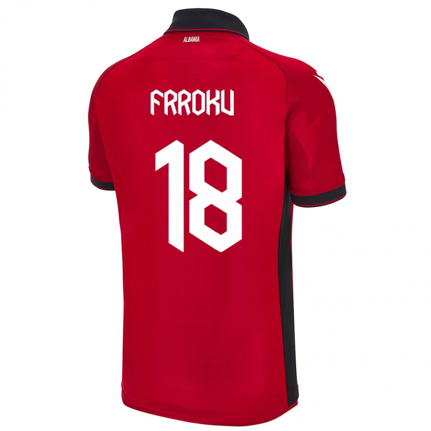 Niño Fútbol Camiseta Albania Leandro Frroku #18 Rojo 1ª Equipación 24-26 Perú