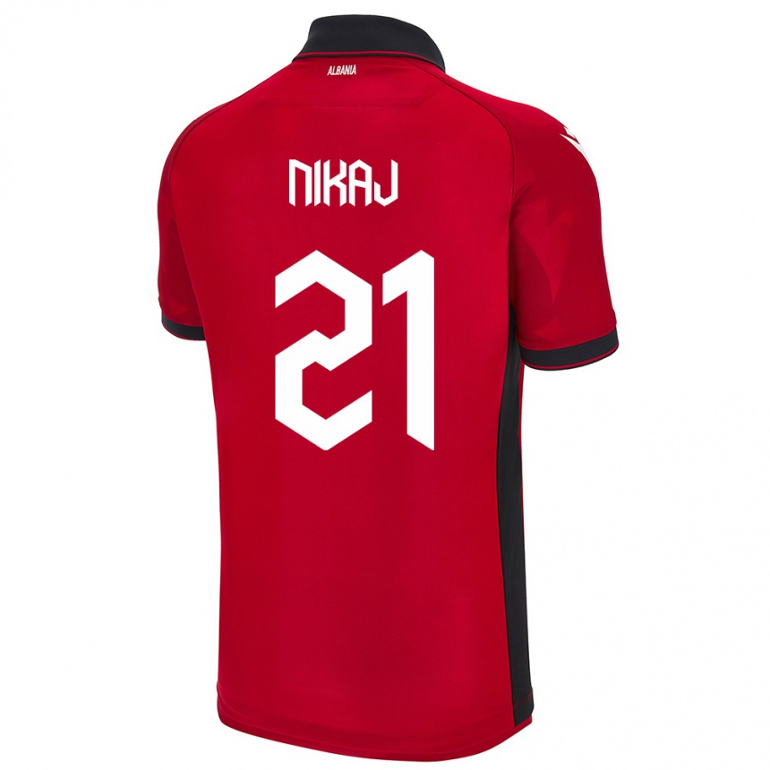 Niño Fútbol Camiseta Albania Ardit Nikaj #21 Rojo 1ª Equipación 24-26 Perú