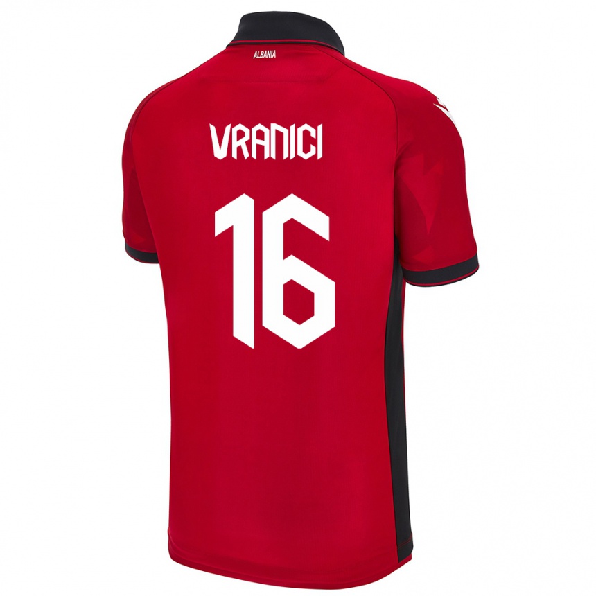 Niño Fútbol Camiseta Albania Dean Vranici #16 Rojo 1ª Equipación 24-26 Perú