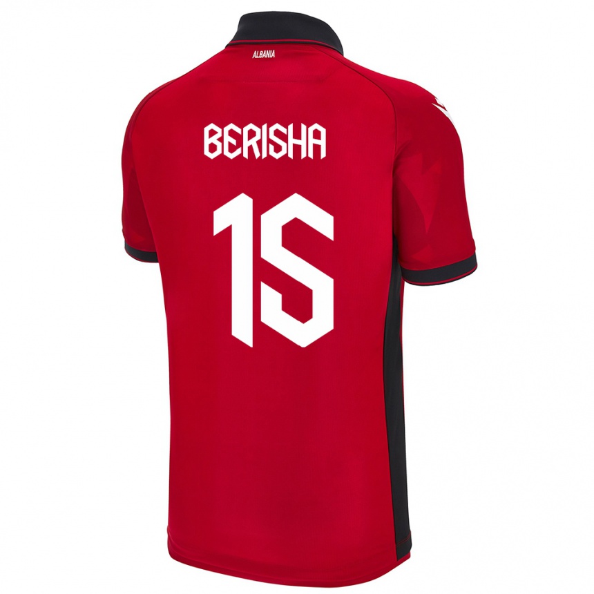 Niño Fútbol Camiseta Albania Gresa Berisha #15 Rojo 1ª Equipación 24-26 Perú