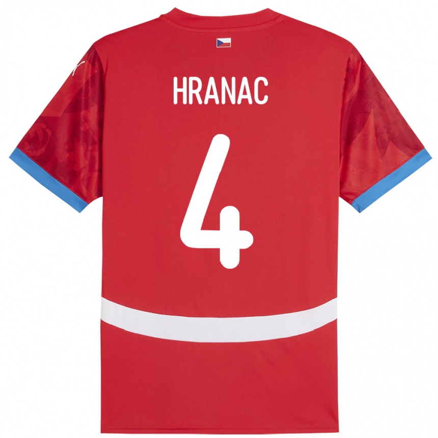 Niño Fútbol Camiseta Chequia Robin Hranac #4 Rojo 1ª Equipación 24-26 Perú