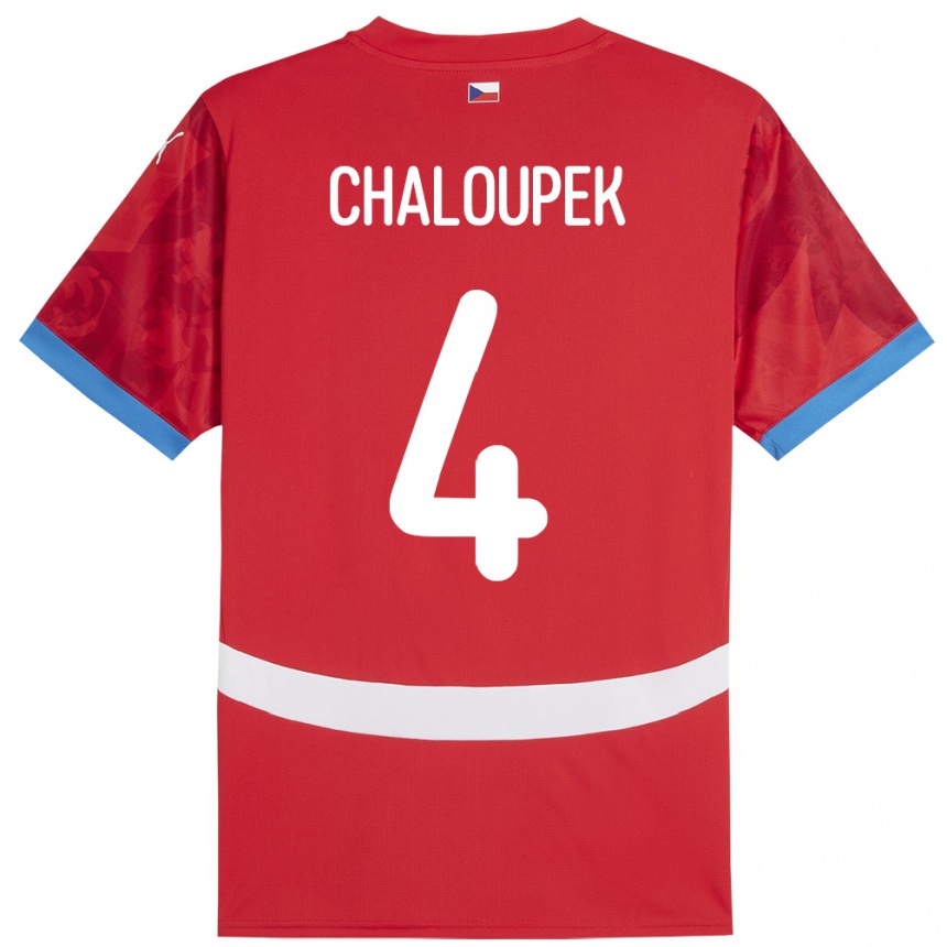 Niño Fútbol Camiseta Chequia Stepan Chaloupek #4 Rojo 1ª Equipación 24-26 Perú