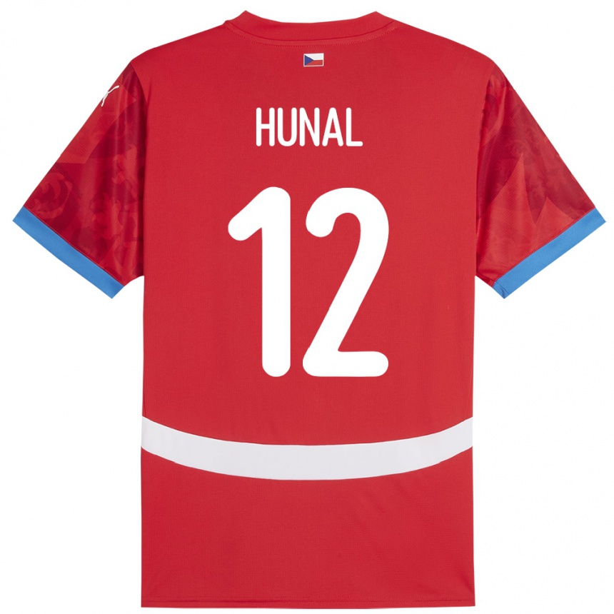 Niño Fútbol Camiseta Chequia Eric Hunal #12 Rojo 1ª Equipación 24-26 Perú