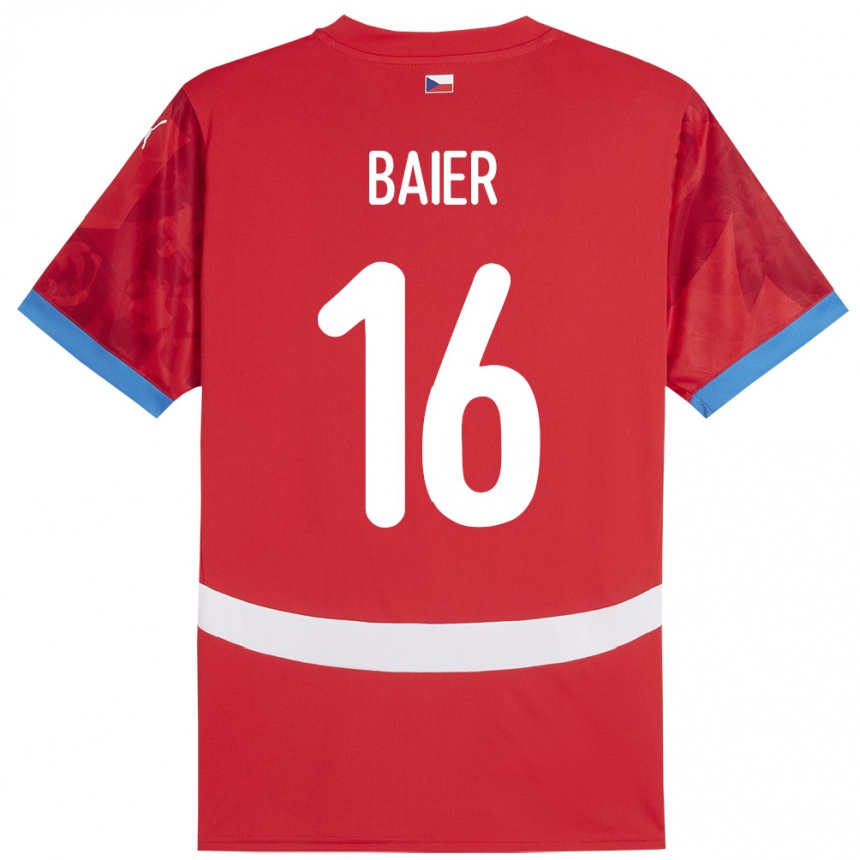 Niño Fútbol Camiseta Chequia Viktor Baier #16 Rojo 1ª Equipación 24-26 Perú