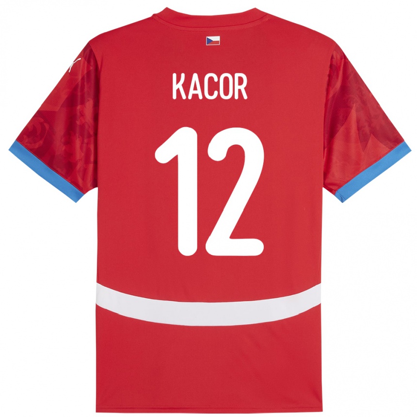 Niño Fútbol Camiseta Chequia Pavel Kacor #12 Rojo 1ª Equipación 24-26 Perú