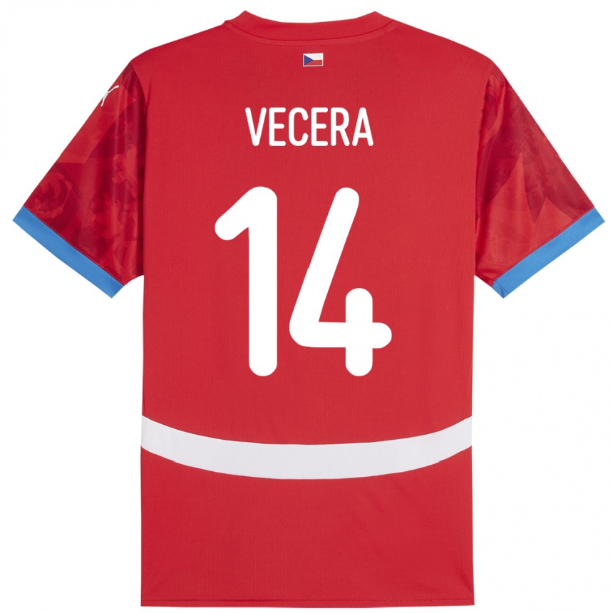 Niño Fútbol Camiseta Chequia Filip Vecera #14 Rojo 1ª Equipación 24-26 Perú