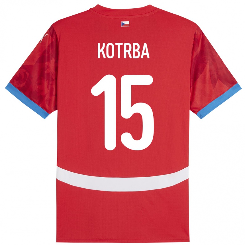 Niño Fútbol Camiseta Chequia Damian Kotrba #15 Rojo 1ª Equipación 24-26 Perú