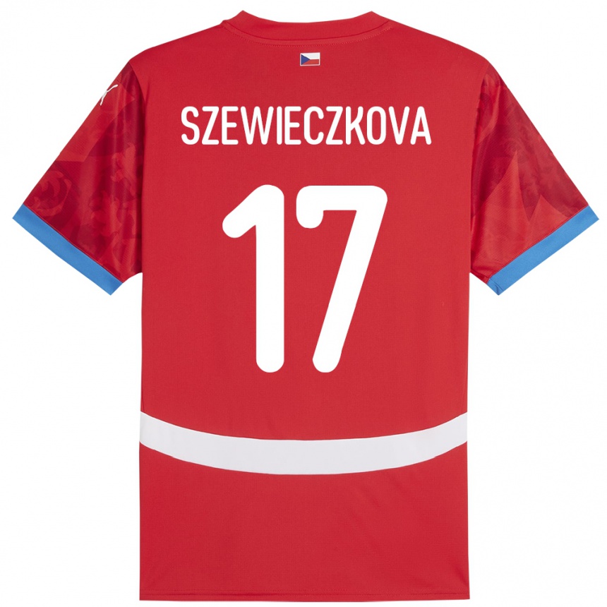 Niño Fútbol Camiseta Chequia Tereza Szewieczková #17 Rojo 1ª Equipación 24-26 Perú