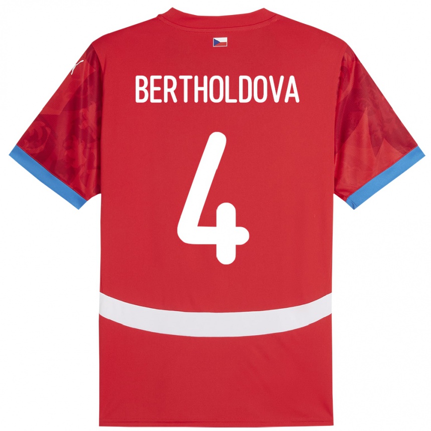 Niño Fútbol Camiseta Chequia Petra Bertholdová #4 Rojo 1ª Equipación 24-26 Perú