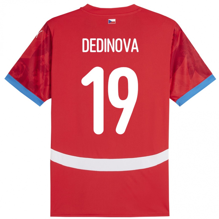 Niño Fútbol Camiseta Chequia Aneta Dědinová #19 Rojo 1ª Equipación 24-26 Perú