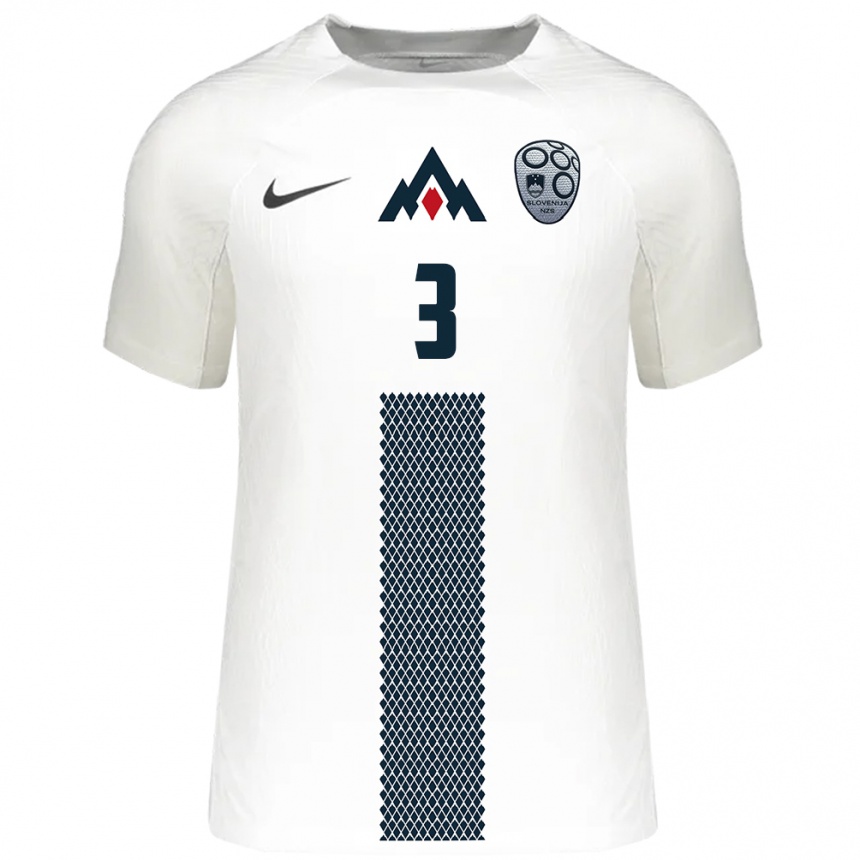 Niño Fútbol Camiseta Eslovenia Minel Kujrakovic #3 Blanco 1ª Equipación 24-26 Perú