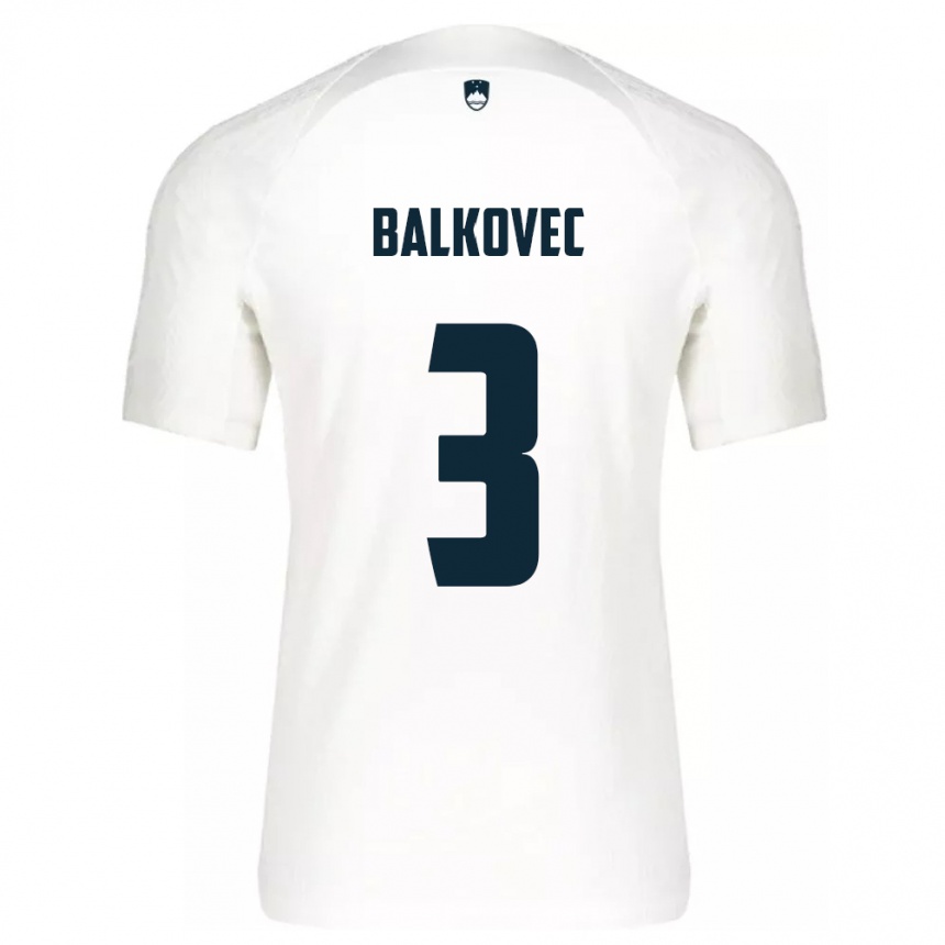 Niño Fútbol Camiseta Eslovenia Jure Balkovec #3 Blanco 1ª Equipación 24-26 Perú