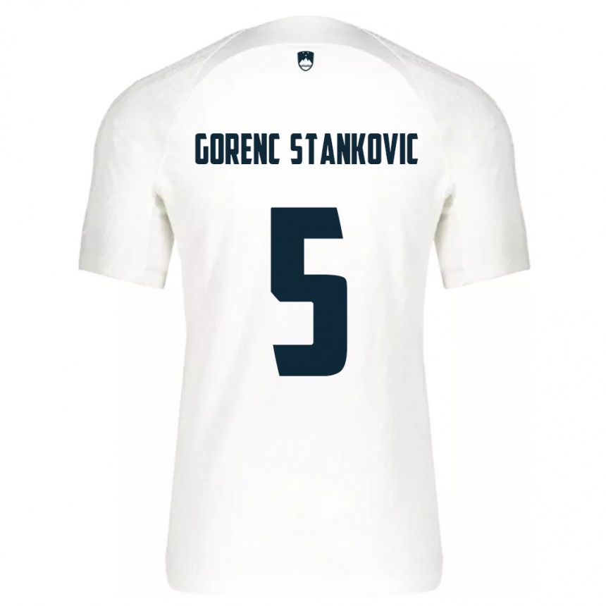 Niño Fútbol Camiseta Eslovenia Jon Gorenc Stankovic #5 Blanco 1ª Equipación 24-26 Perú