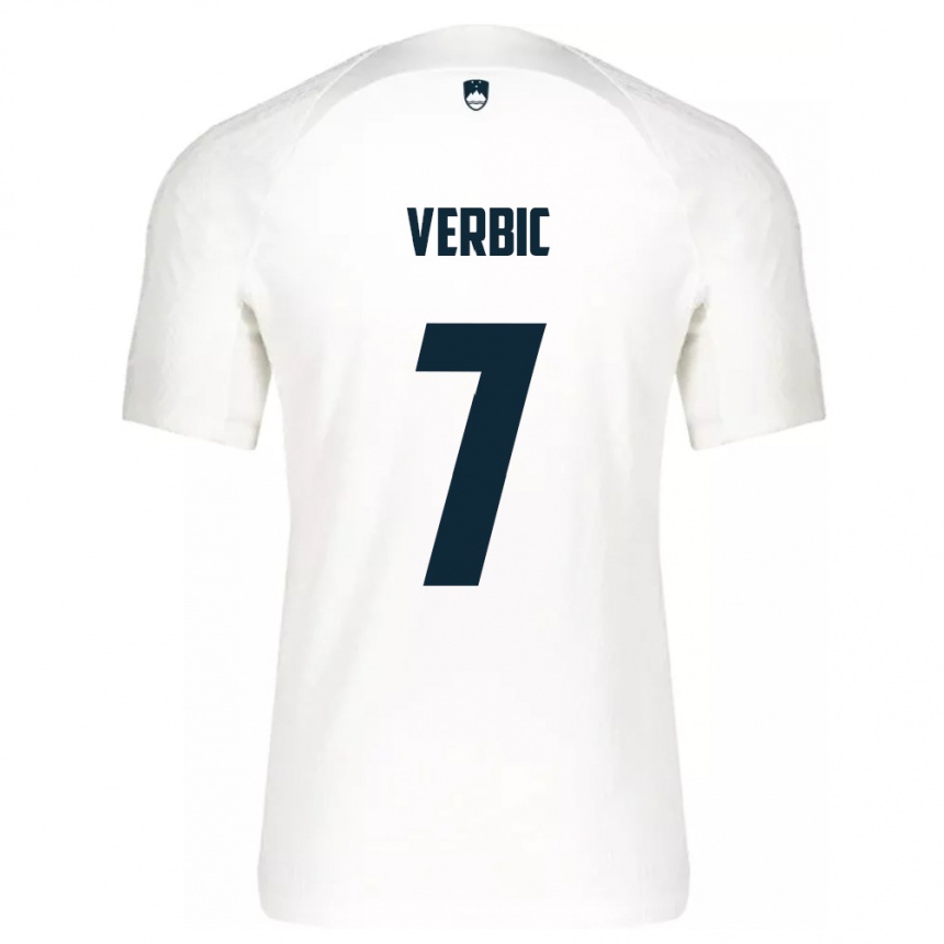 Niño Fútbol Camiseta Eslovenia Benjamin Verbic #7 Blanco 1ª Equipación 24-26 Perú