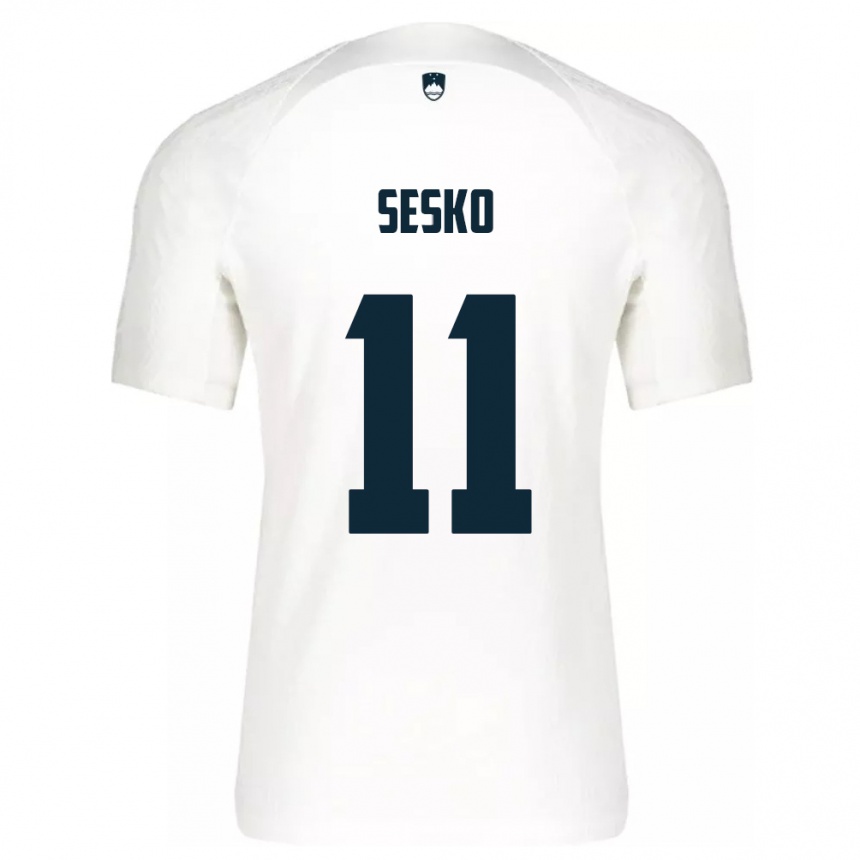 Niño Fútbol Camiseta Eslovenia Benjamin Sesko #11 Blanco 1ª Equipación 24-26 Perú