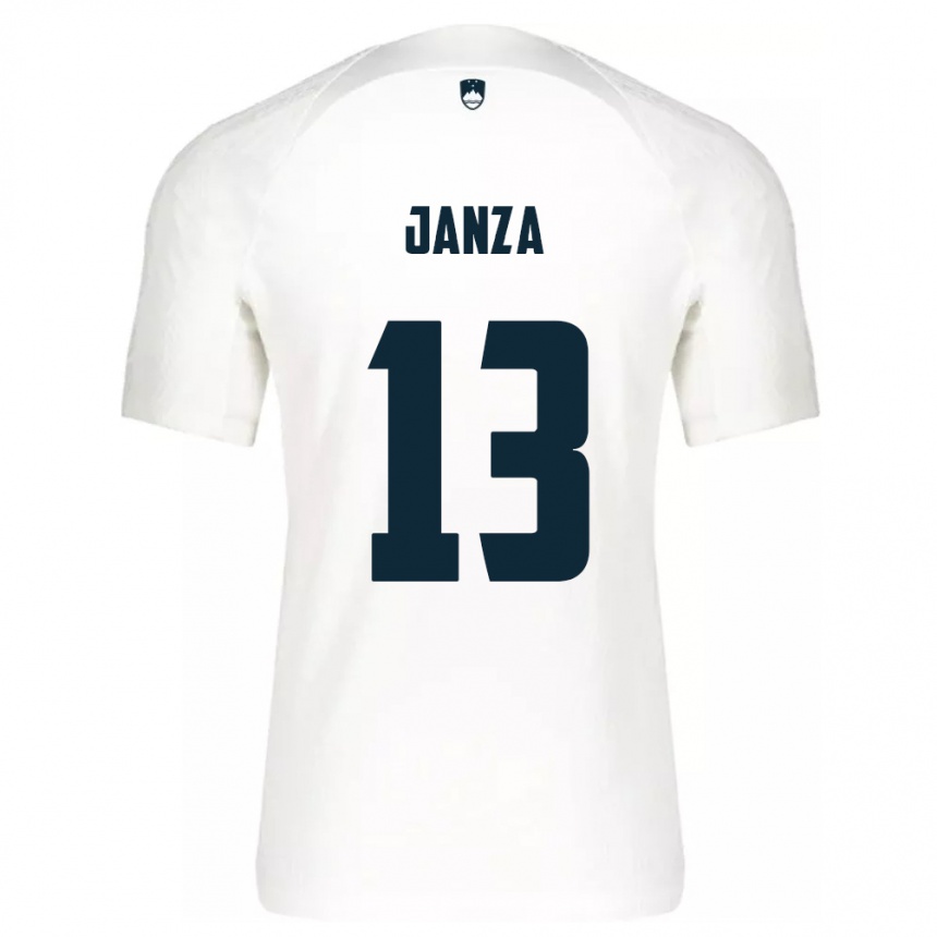 Niño Fútbol Camiseta Eslovenia Erik Janza #13 Blanco 1ª Equipación 24-26 Perú