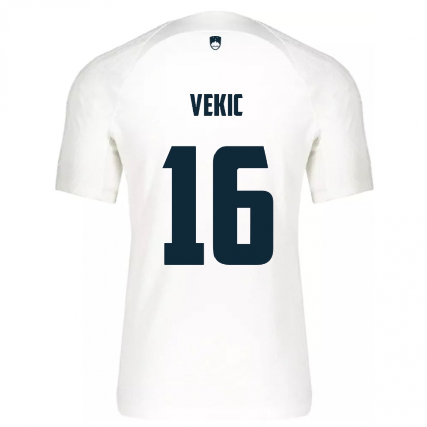 Niño Fútbol Camiseta Eslovenia Igor Vekic #16 Blanco 1ª Equipación 24-26 Perú